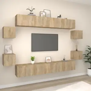 vidaXL Ensemble de meubles TV 8 pcs Chêne sonoma Bois d'ingénierie pas cher
