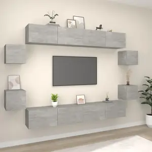 vidaXL Ensemble de meubles TV 8 pcs Gris béton Bois d'ingénierie pas cher