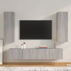 vidaXL Ensemble de meubles TV 4 pcs Sonoma gris Bois d'ingénierie pas cher