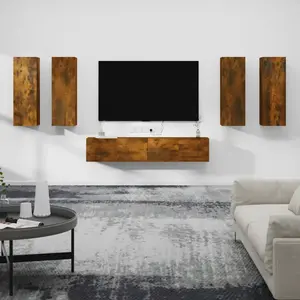 vidaXL Ensemble de meubles TV 6 pcs Chêne fumé Bois d'ingénierie pas cher