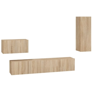 vidaXL Ensemble de meubles TV 4 pcs Chêne sonoma Bois d'ingénierie pas cher
