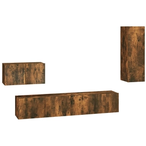 vidaXL Ensemble de meubles TV 4 pcs Chêne fumé Bois d'ingénierie pas cher