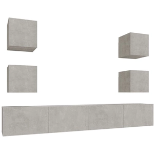 vidaXL Ensemble de meubles TV 6 pcs Gris béton Bois d'ingénierie pas cher
