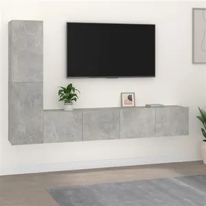 vidaXL Ensemble de meubles TV 4 pcs Gris béton Bois d'ingénierie pas cher