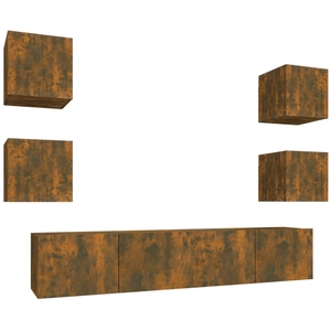 vidaXL Ensemble de meubles TV 6 pcs Chêne fumé Bois d'ingénierie pas cher