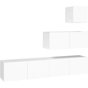 vidaXL Ensemble de meubles TV 4 pcs Blanc Bois d'ingénierie pas cher