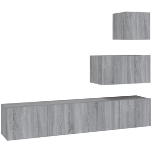 vidaXL Ensemble de meubles TV 4 pcs Sonoma gris Bois d'ingénierie pas cher