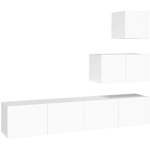 vidaXL Ensemble de meubles TV 4 pcs Blanc Bois d'ingénierie pas cher