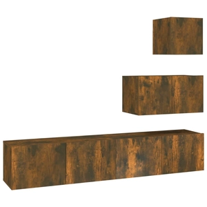vidaXL Ensemble de meubles TV 4 pcs Chêne fumé Bois d'ingénierie pas cher