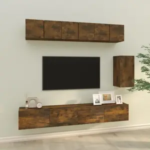 vidaXL Ensemble de meubles TV 6 pcs Chêne fumé Bois d'ingénierie pas cher