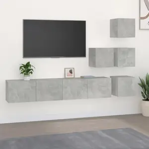 vidaXL Meuble TV mural Gris béton Bois d'ingénierie pas cher