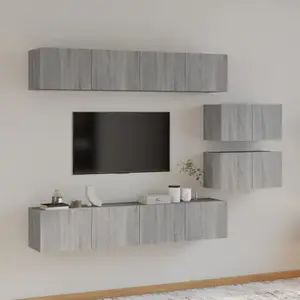 vidaXL Ensemble de meubles TV 6 pcs Sonoma gris Bois d'ingénierie pas cher