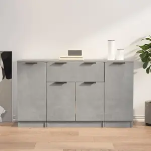vidaXL Buffets 3 pcs gris béton bois d'ingénierie pas cher