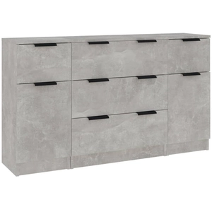 vidaXL Ensemble de buffets 3 pcs Gris béton Bois d'ingénierie pas cher
