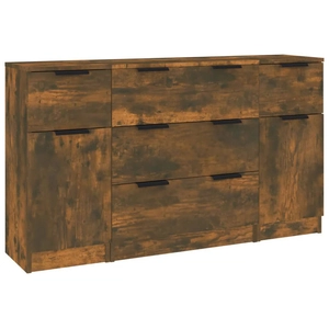 vidaXL Ensemble de buffets 3 pcs Chêne fumé Bois d'ingénierie pas cher