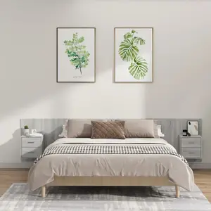 vidaXL Tête de lit avec armoires sonoma gris Bois d'ingénierie pas cher