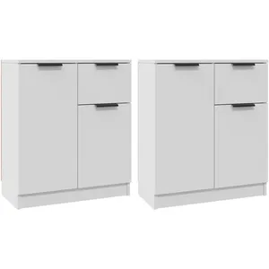 vidaXL Buffets 2 pcs Blanc 60x30x70 cm Bois d'ingénierie pas cher