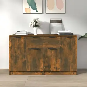 vidaXL Buffets 2 pcs Chêne fumé 60x30x70 cm Bois d'ingénierie pas cher