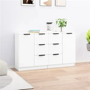 vidaXL Buffets 2 pcs Blanc 60x30x70 cm Bois d'ingénierie pas cher