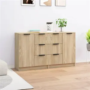 vidaXL Buffets 2 pcs Chêne sonoma 60x30x70 cm Bois d'ingénierie pas cher