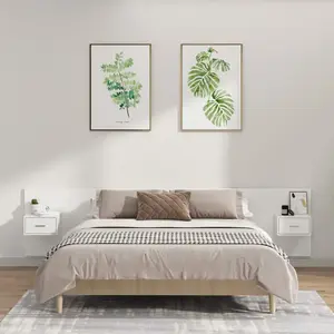 vidaXL Vidaxl Tête De Lit Avec Armoires Blanc Bois D?Ingénierie pas cher