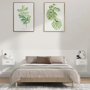 vidaXL Tête de lit avec armoires Blanc Bois d’ingénierie pas cher