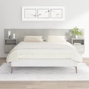 vidaXL Tête de lit avec armoires Gris béton Bois d'ingénierie