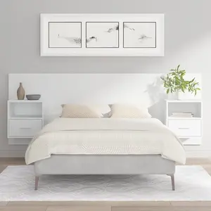 vidaXL Tête de lit avec armoires Blanc Bois d’ingénierie pas cher