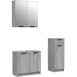 vidaXL Ensemble d'armoires de salle de bain 3 pcs sonoma gris pas cher