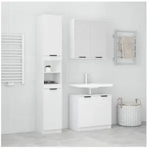 vidaXL Ensemble d'armoires salle de bain 3 pcs blanc bois d'ingénierie pas cher