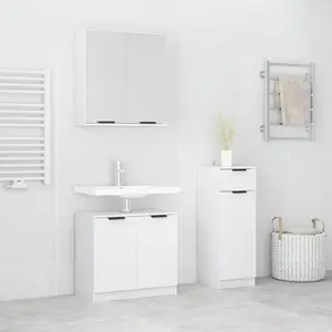 vidaXL Ensemble d'armoires salle de bain 3 pcs blanc bois d'ingénierie pas cher