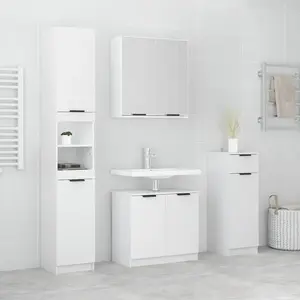 Comparateur de prix : vidaXL Meubles de salle de bain 4 pcs Blanc Bois d'ingénierie
