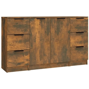 vidaXL Buffets 3 pcs Chêne fumé Bois d'ingénierie pas cher