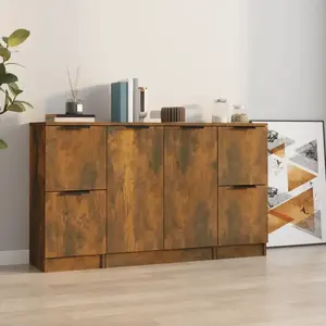 Comparateur de prix : vidaXL Buffets 3 pcs Chêne fumé Bois d'ingénierie