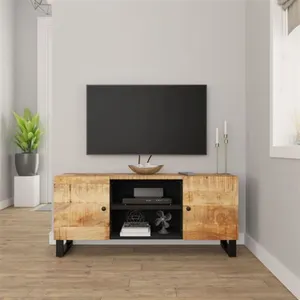 vidaXL Meuble TV 105x33x46 cm Bois massif de manguier pas cher