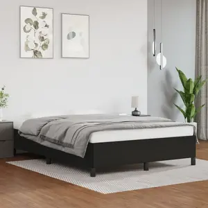 vidaXL Cadre de lit Noir 140x190 cm Similicuir pas cher