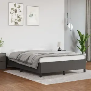 vidaXL Cadre de lit Gris 140x190 cm Similicuir pas cher