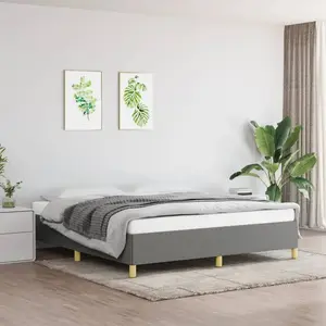 vidaXL Cadre de lit Gris foncé 180 x 200 cm Tissu pas cher