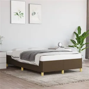 vidaXL Cadre de lit Marron foncé 120x200 cm Tissu pas cher