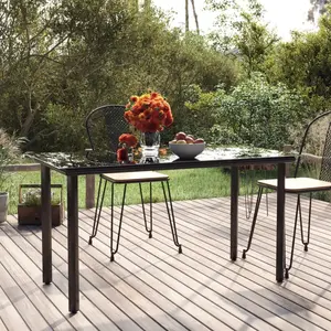 vidaXL Table à dîner de jardin Noir 200x100x74cm Acier et verre trempé pas cher