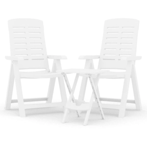 vidaXL Ensemble à manger de jardin 3 pcs Blanc Polypropylène pas cher