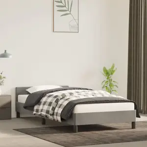 vidaXL Cadre de lit avec tête de lit Gris clair 90x200 cm Velours pas cher