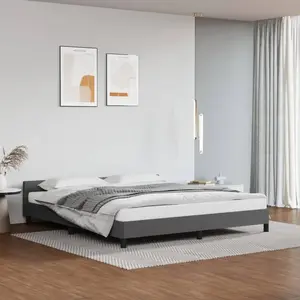 vidaXL Cadre de lit avec tête de lit Gris 160x200 cm Similicuir pas cher