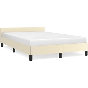 vidaXL Cadre de lit avec tête de lit Crème 120x200 cm Similicuir pas cher