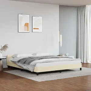 vidaXL Cadre de lit avec tête de lit Crème 160x200 cm Similicuir pas cher