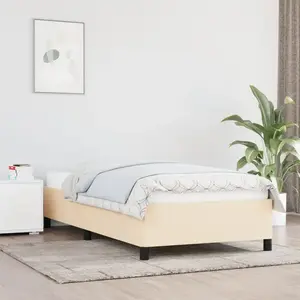 Comparateur de prix : vidaXL Cadre de lit Crème 90x190 cm Tissu