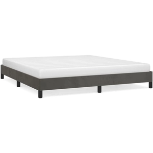 vidaXL Cadre de lit Gris foncé 160 x 200 cm Velours pas cher