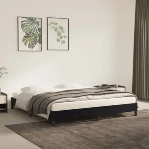 vidaXL Cadre de lit Noir 180 x 200 cm Velours pas cher