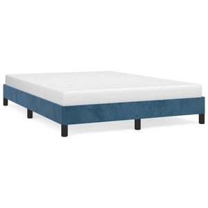 vidaXL Cadre de lit Bleu foncé 140x190 cm Velours pas cher