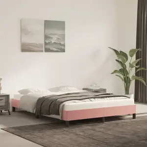 vidaXL Cadre de lit Rose 140x190 cm Velours pas cher